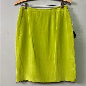 Via Seta Studio Bright Lime Green Silk Mini Skirt